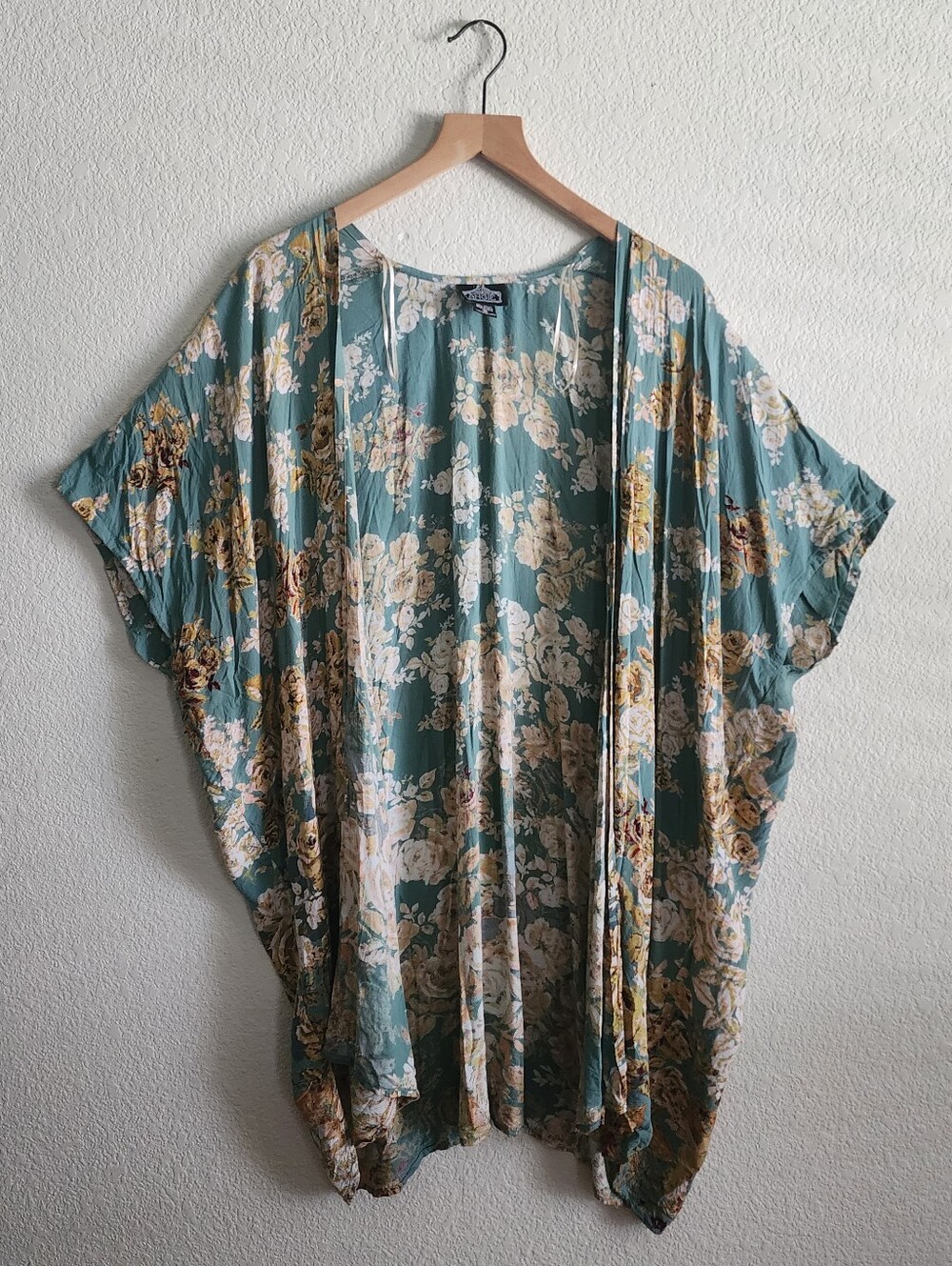 Angie Boho Floral Longline Lightweight Kimono Duster Medium